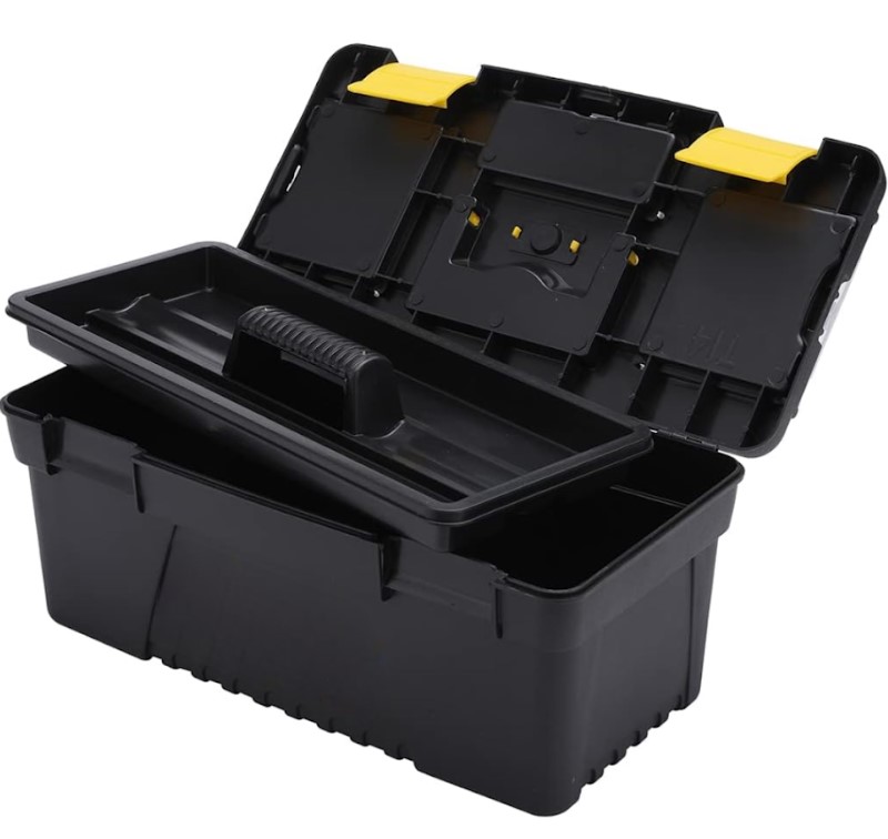 14" Toolbox – Large Capacity Steel Tool Chest 14", Multiple Compartments, Rubber Grip Handle | Workshop & Jobsite Ready with Secure Locking Mechanism | UAE Professional Mechanic Storage
